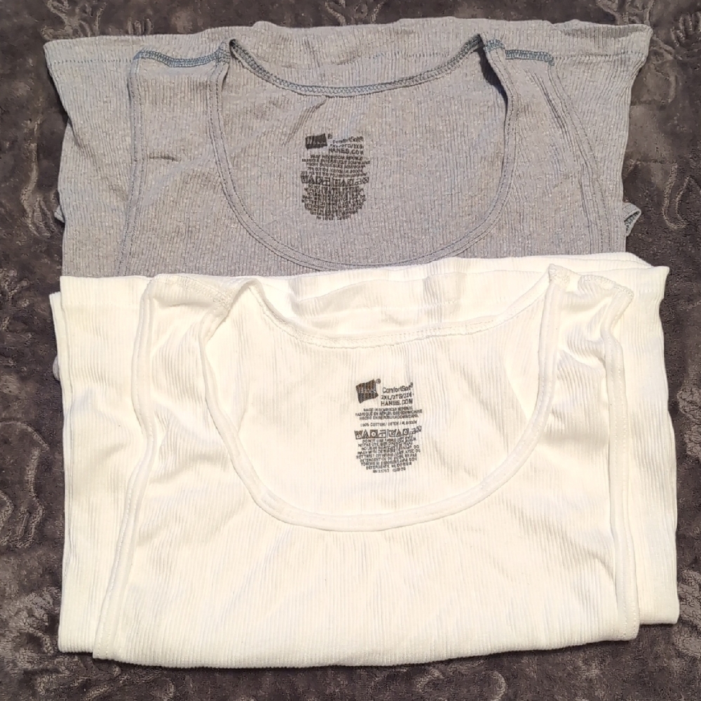 Hanes ComfortSoft one White and one Grey Tank Top